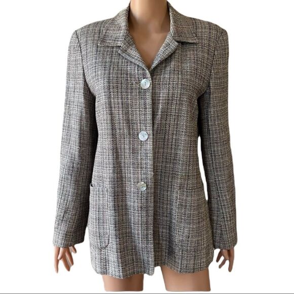 David N. Silk Tweed Multicolor Blazer Sz 10M - Picture 1 of 14